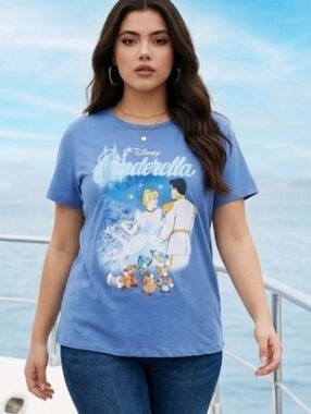 🆕️🐦 3X DISNEY CINDERELLA CLASSIC COTTON CREW TEE - BLUE🐦